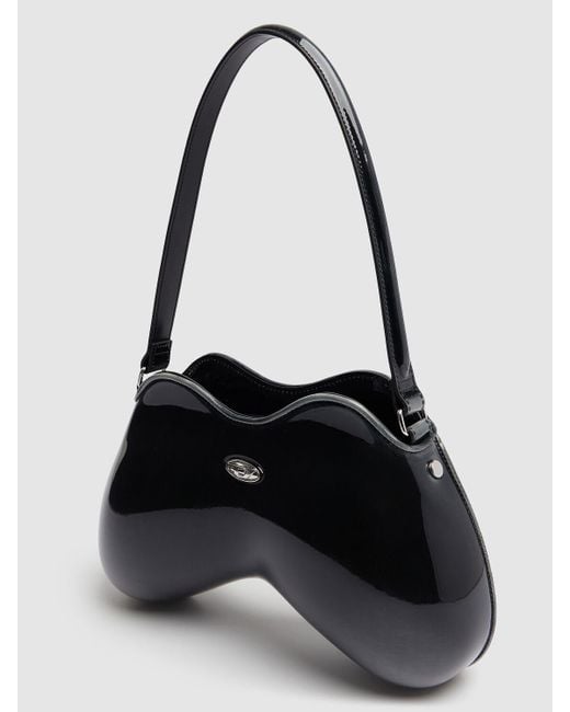 DIESEL Double D Patent Shoulder Bag Black