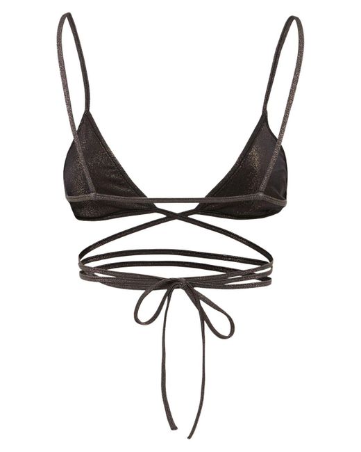 Palm Angels Black B Lurex Criss-cross Triangle Bikini Top