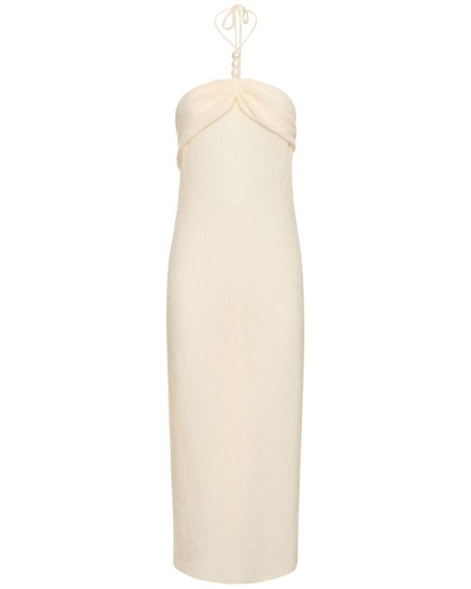 Magda Butrym White Embellished Jersey Midi Halter Dress