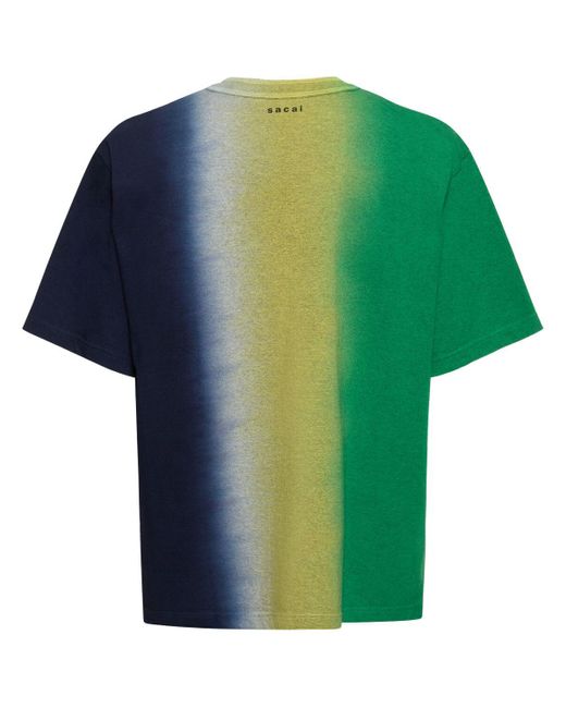 Sacai Green Tie Dye Cotton Jersey T-shirt for men