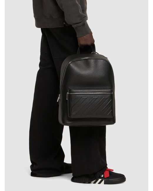 Off-White c/o Virgil Abloh Black Diagonal Leather Backpack for men