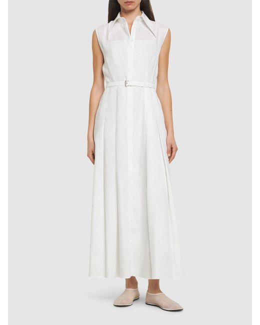 Durand sleeveless long linen shirt dress di Gabriela Hearst in White