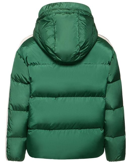 Palm Angels Green Hooded Nylon Down Track Jacket for men