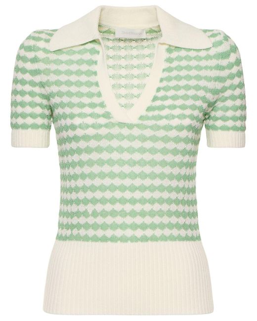 Zimmermann Everley コットンブレンドニットポロトップ Green