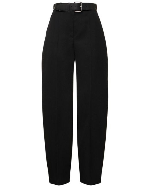 Pantaloni vita alta in lana / cintura di Alexander Wang in Black