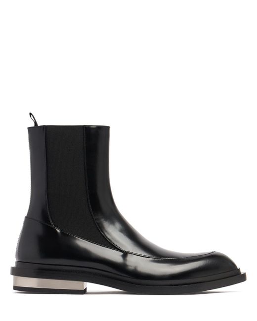 メンズ Jil Sander シャイニーレザーアンクルブーツ Black