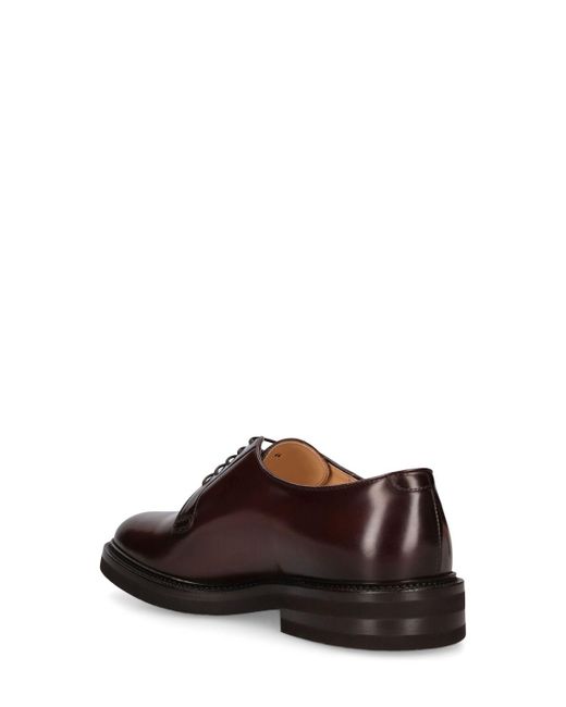 Brunello Cucinelli Brown Leather Derby Lace-up Shoes for men