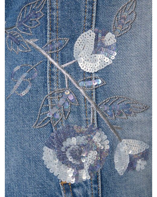 Blumarine Blue Denim-jacke Mit Blumen