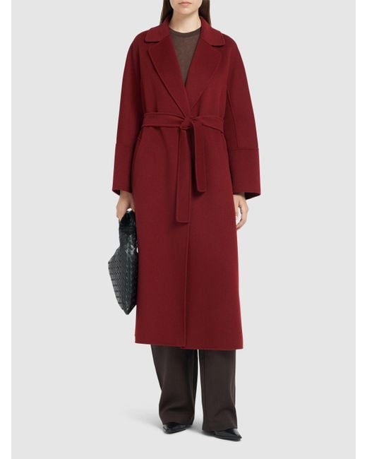 Mujer Abrigo Largo Elisa De Lana Con Cinturón Max Mara de color Red