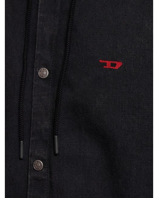 DIESEL Black D Embroidery Cotton Blend Overshirt for men