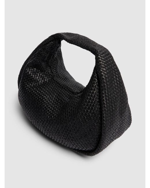 St. Agni Black Mini Bon Bon Wave Leather Top Handle Bag