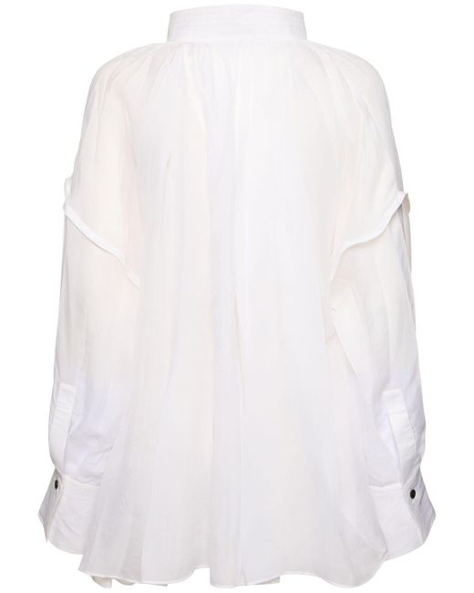 Chemise en organza de soie mélangée drapée Ferragamo en coloris White
