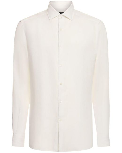 Camisa larga de lino Zegna de hombre de color White