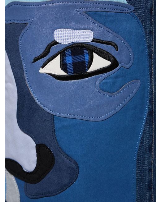 Jeans dritti blue face in denim di cotone di Kidsuper da Uomo