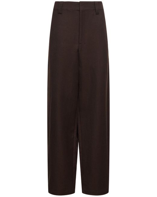 Pantaloni baggy in lana e lino di Lemaire in Brown