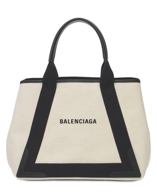 Balenciaga New Md Navy Cabas Canvas Tote Bag in Black | Lyst