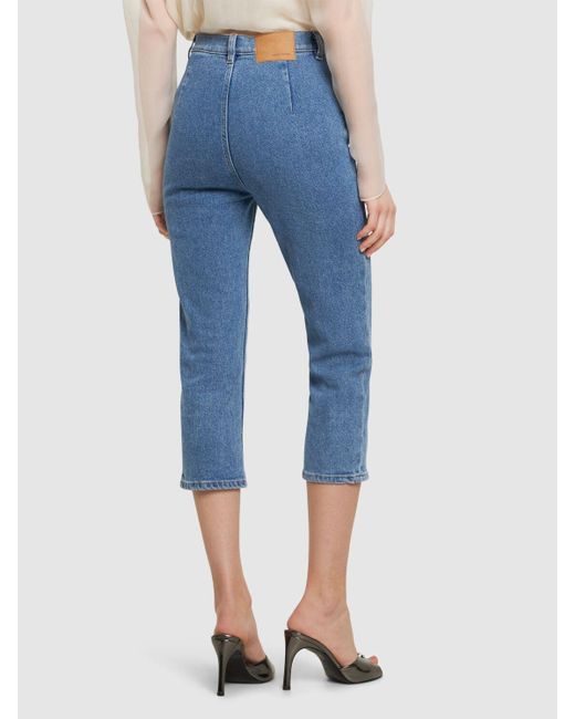 Magda Butrym Blue Denim Straight Cropped Jeans