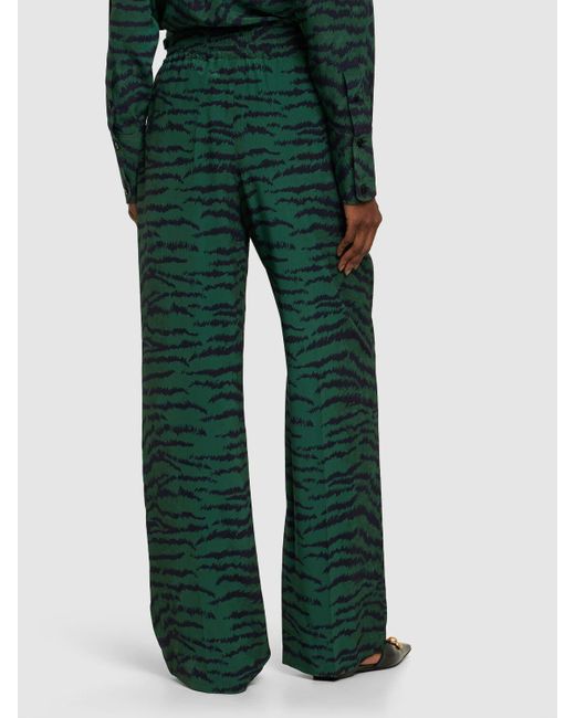 Victoria Beckham Green Printed Silk Pajama Pants