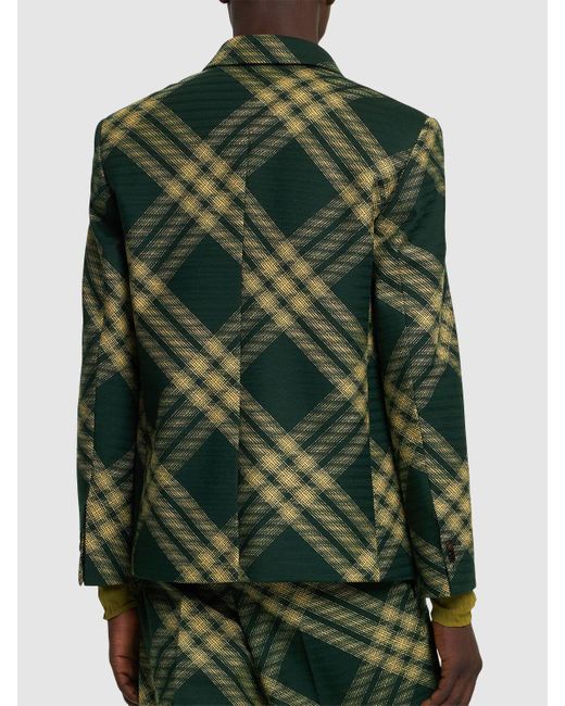 Giacca in lana check di Burberry in Green da Uomo