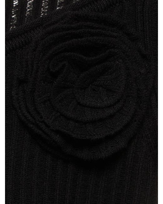 Blumarine Black Viscose Knit Off-shoulder Crop Top
