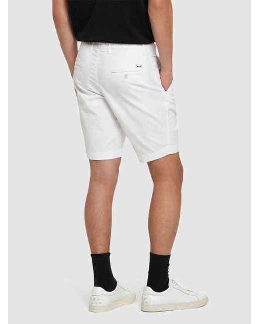 Boss White Slice Stretch Cotton Shorts for men