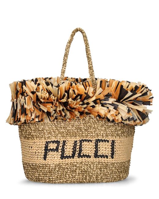 Emilio Pucci Natural Large Raffia Effect Tote Bag