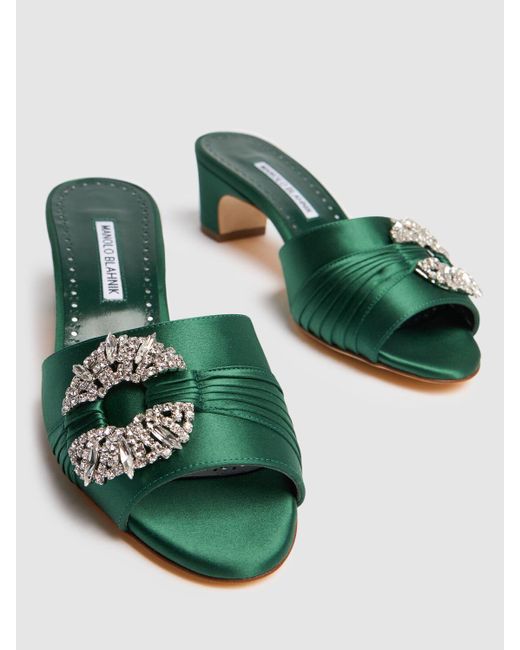 Manolo Blahnik Prinap サテンミュール 50mm Green