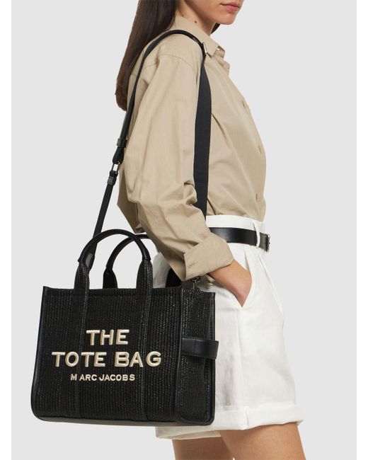 Marc Jacobs Black Medium Raffia Effect Tote Bag