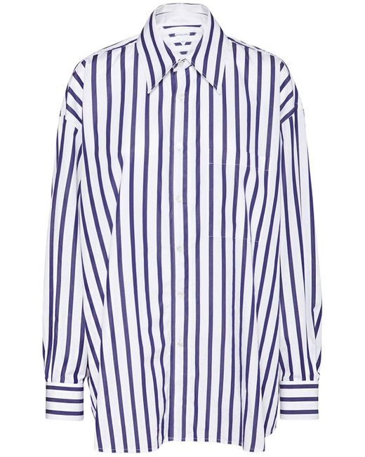 Bottega Veneta Blue Wide Stripe Cotton Shirt