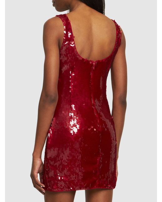 Staud Red Eclise Sequined Mini Dress