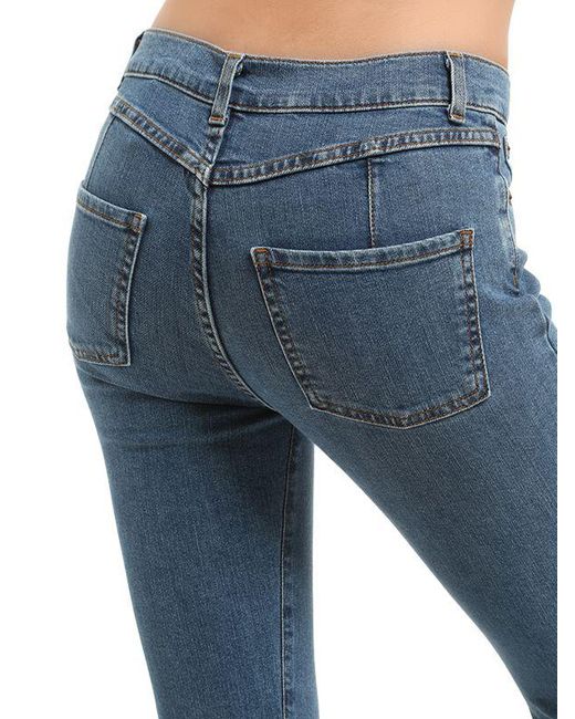 Magda Butrym Cotton Denim Jeans W/ Stirrups & Pintuck in 