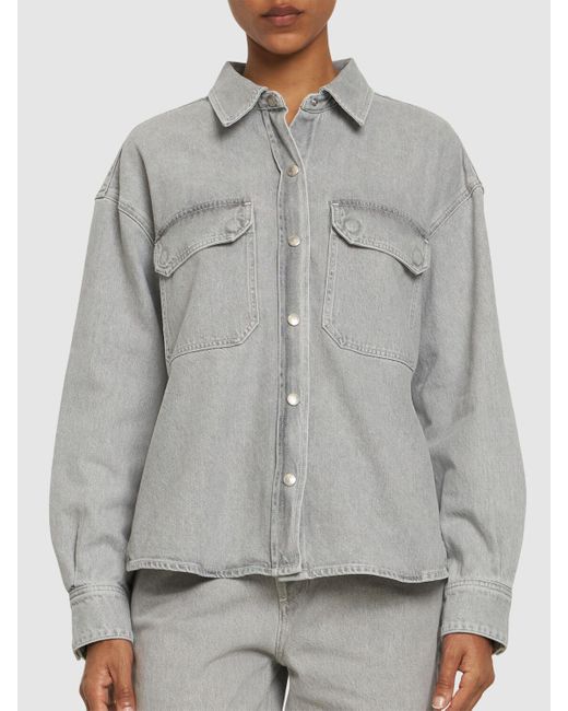 Camisa de algodón denim Agolde de color Gray