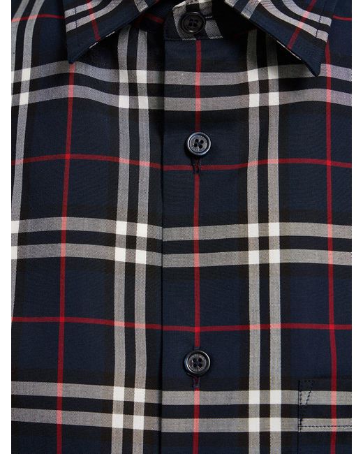 Burberry Blue Simpson Cotton Checked Shirt for men