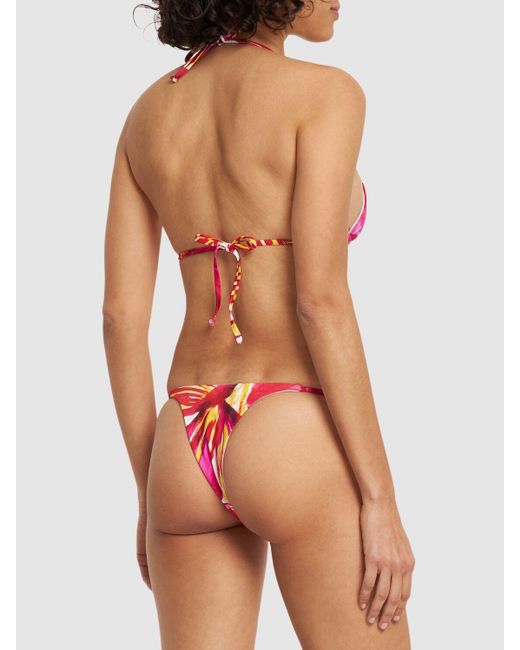 Louisa Ballou Red Mini Ring Printed Triangle Bikini Top