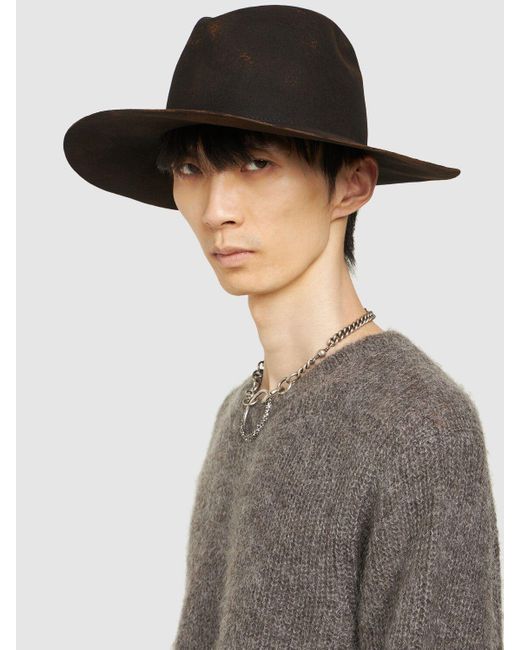 Sombrero fedora de lana Yohji Yamamoto de hombre de color Black