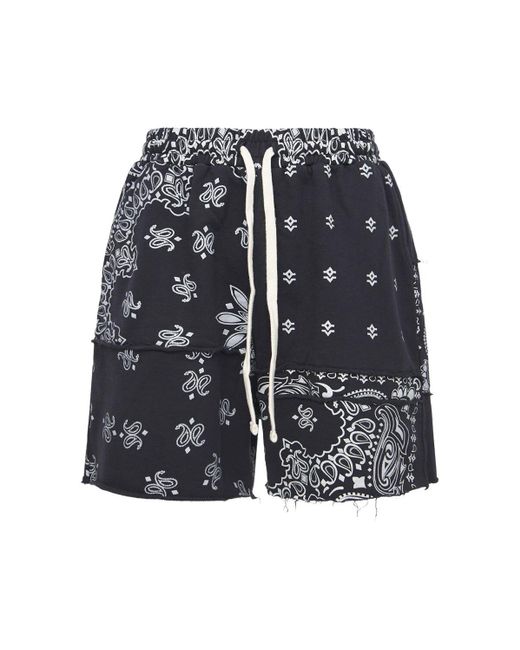 Jaded London Black Paisley Patchwork Cotton Shorts for men