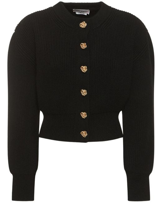 Alexander McQueen Black Button-embellished Cashmere And Wool-blend Knitted Cardigan