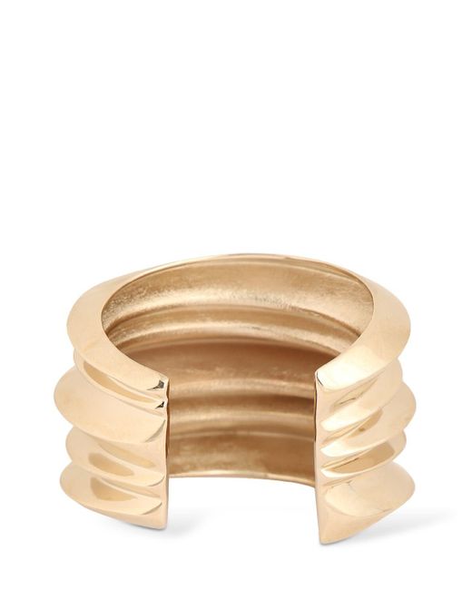 Saint Laurent Natural Stacked Brass Cuff Bracelet
