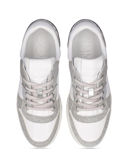 Jimmy Choo White Florent Glittered Sneakers