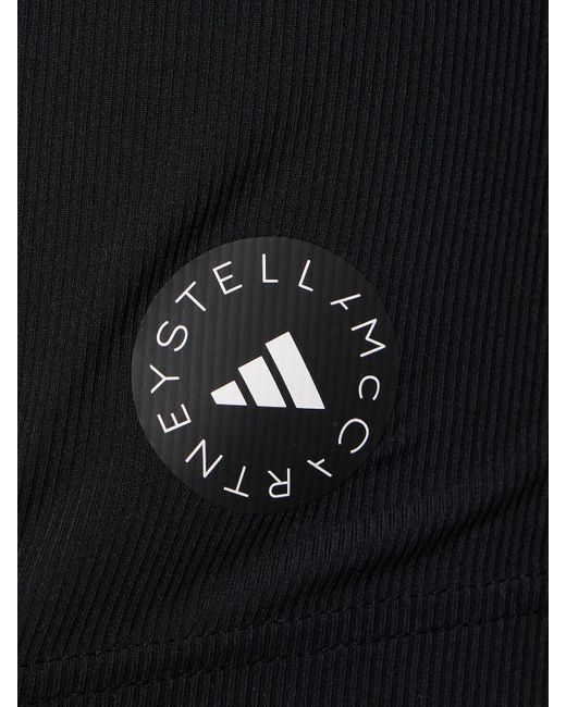 Top de algodón acanalado Adidas By Stella McCartney de color Black