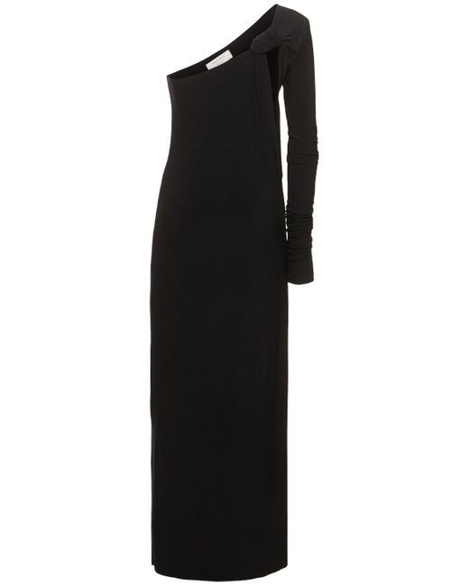 Sportmax Black Cartone One-sleeve Jersey Long Dress