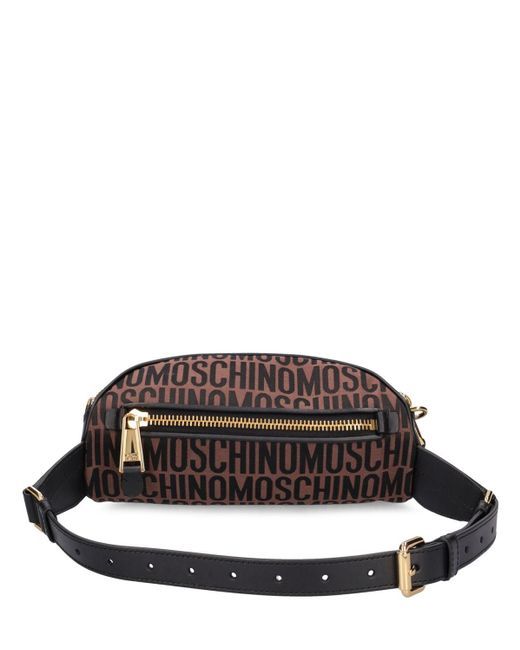 Moschino Gray Logo Nylon Jacquard Belt Bag for men