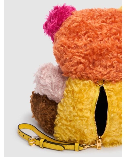 Moschino Orange Teddy Item Bag Mohair Backpack