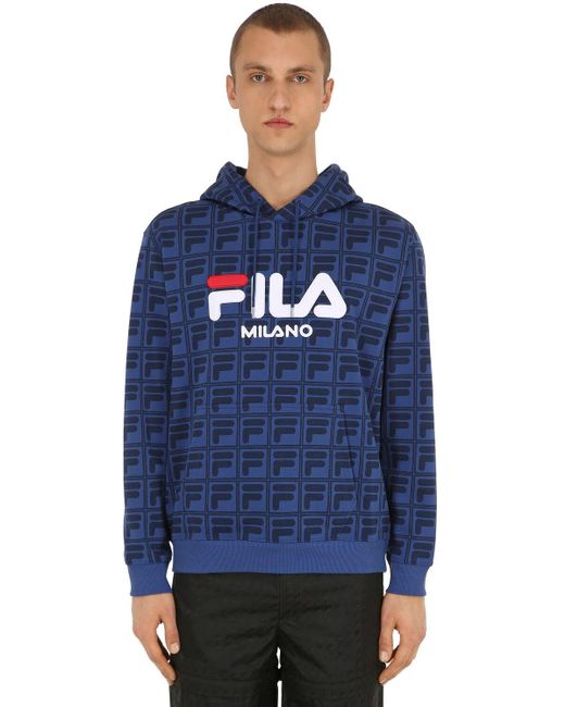Fila Blue Logo Printed Sweatshirt Hoodie for men