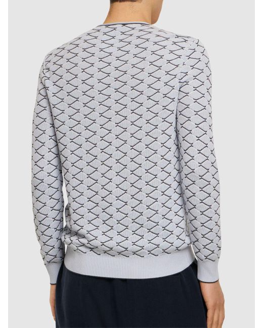 Giorgio Armani Gray Cotton & Cashmere Jacquard Sweater for men