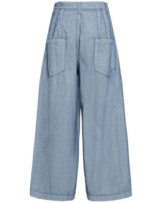 Yohji Yamamoto Blue Coated Denim Wide Jeans