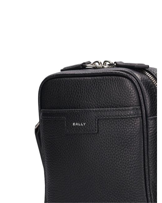 Bally Black Code Cross Leather Crossbody Bag for men