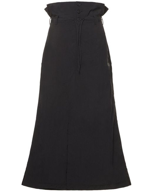 Y-3 Black Long Crack High Waist Nylon Skirt