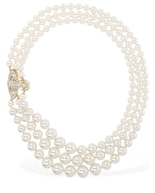 Vivienne Westwood White Graziella Imitation Pearl Necklace