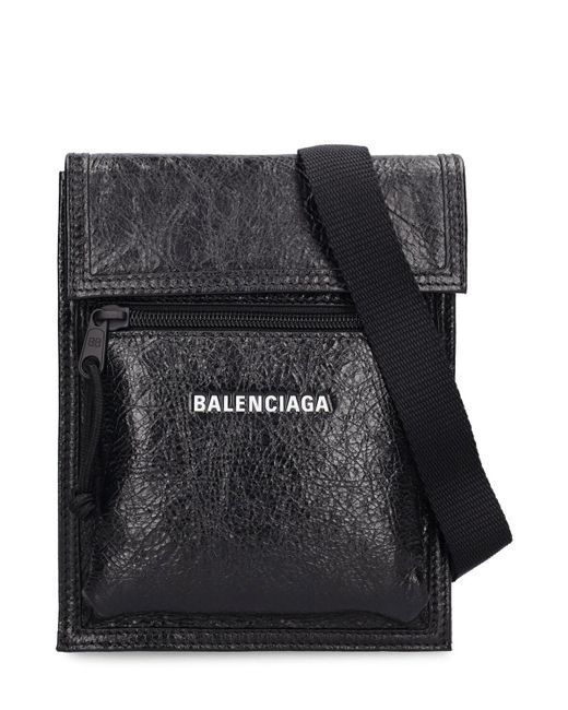 Balenciaga Explorer Leather Crossbody Bag in Black for Men Lyst